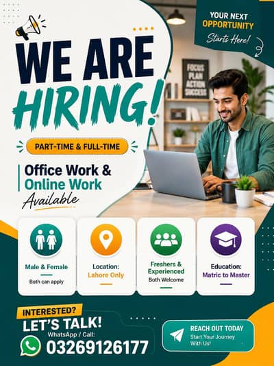 WE ARE HIRING MALE AND FEMALES STAFF FOR PART TIME WORK AND OFFICE