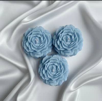 Blue Rose Candle Set-Pack of 3