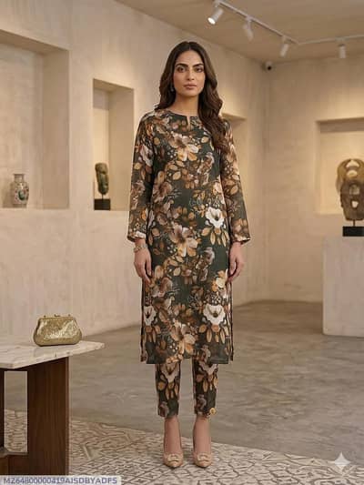 Floral Print Co-Ord Set with Keyhole Neckline