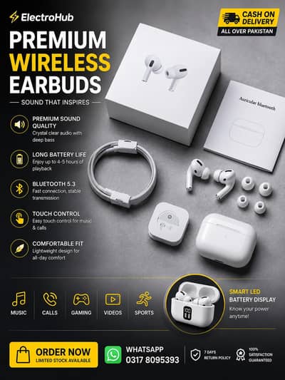  Premium Wireless Bluetooth Earbuds – Brand New