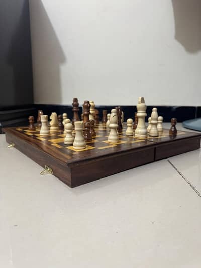 Classical Sheesham Wooden Folding Chess Set, Handmade Board, Chess.