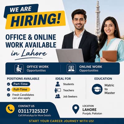 Office & Online Work Available in Lahore | Part-Time & Full-Time