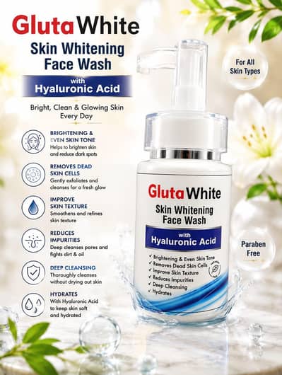 Gluta White whitening Face wash with hyaluronic acid 100% original