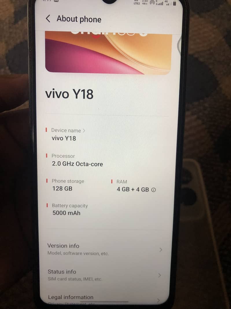 Model VivoY18 0