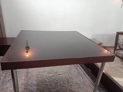 Stainless steel leather border table