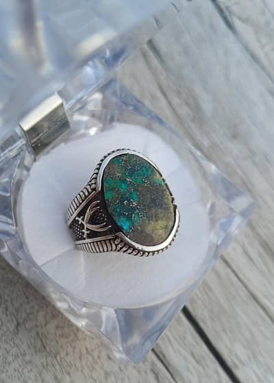 100% Nechral neshapori feroza with Italian silver ring