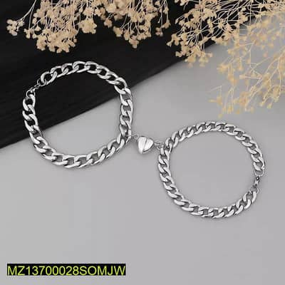 Magnetic Couple Jewelry Set Silver Plated Heart Design