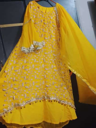 Yellow Embroidered Fancy Suit with Dupatta