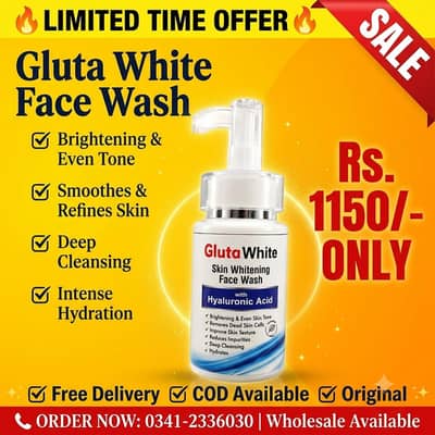 Gluta White Face Wash with Hyaluronic Acid - Skin Brightening