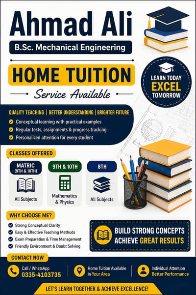 HOME TUITION SERVICE AVAILABLE IN LAHORE