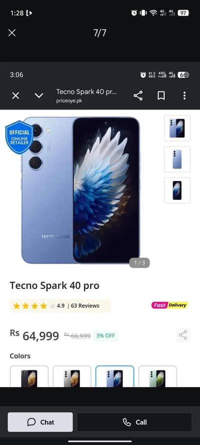 Tecno Spark40  Pro new model warranty almost khtm ha all  box charger
