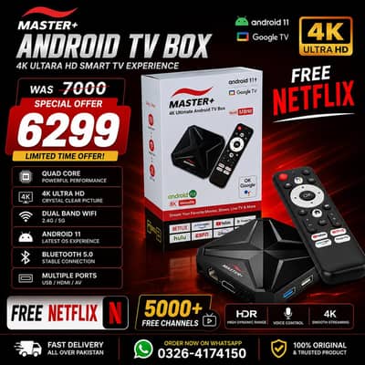 Master Android TV box with voice remote 8gb/128gb 0326/4174/150