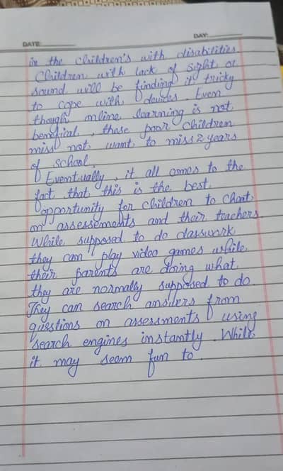 Neat English Homework Rs. 150 per Page - Karachi