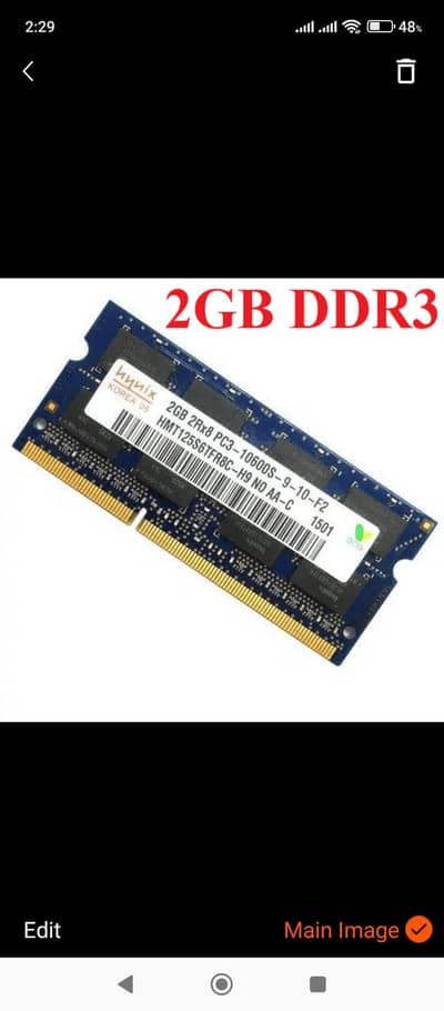 2GB RAM DDR3 FOR LAPTOP