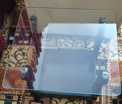 Glass top wooden 3 set tables