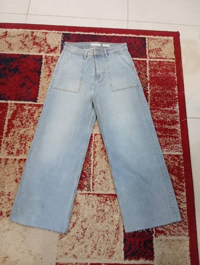 Women’s Light Blue High-Waist Wide-Leg Jeans | Size 40