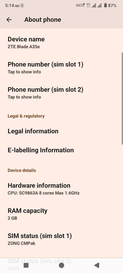 Infinix zte blade a 35 e