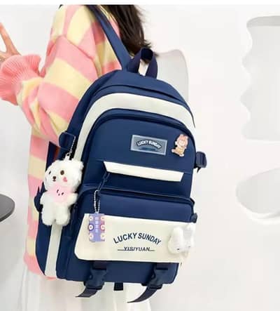 Purple Pink Multicolor Casual Backpack for College Girls