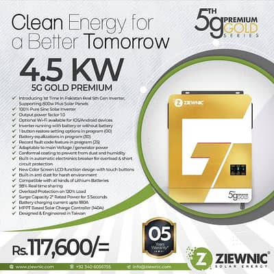 Zewnic 5G Gold 4.2 KW Solar Inverter for Home & Office Use Ready Now!