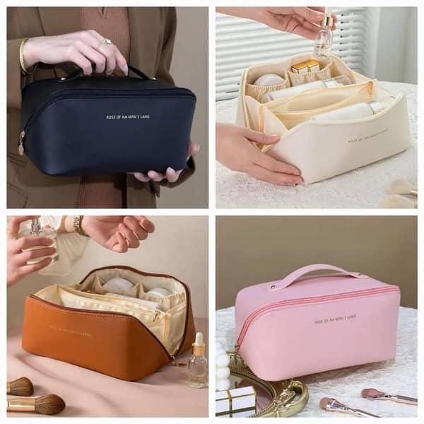 Luxury Cosmetic Bag Travel Makeup Organizer Bag | Large Capacity Toiletry Pouch with Compartments | Portable Beauty Storage Bag for Women