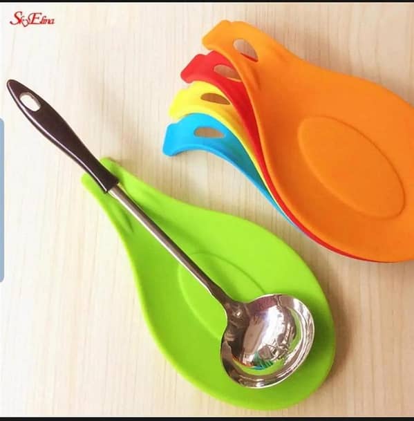 1Pcs Silicone Spoon Heat Resistant Utensil Holder Cooking Tool Rest Pad