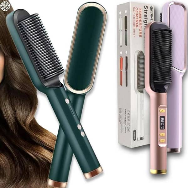 Electric Hair Straightening Comb Brush with Temperature Control | Hair Straightener Brush for Women | Fast Heating Hair Styling Comb | Anti-Scald Hair Straightening Brush | Portable Hair Straightener for Smooth & Frizz-Free Hair