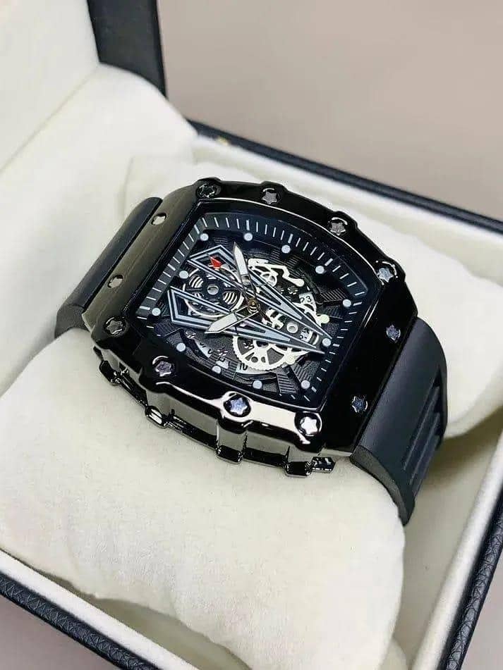 black skeleton watch 0