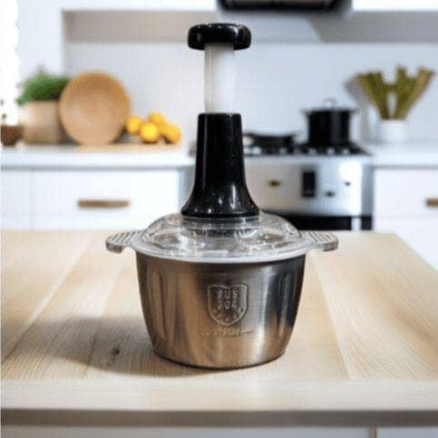 Manual Hand Chopper Stainless Steel Food Chopper Machine | Kitchen Vegetable Cutter | Onion Garlic Chopper | Multi-Purpose Hand Chopper Machine | Steel Food Processor | Vegetable & Fruit Chopper | Easy to Clean