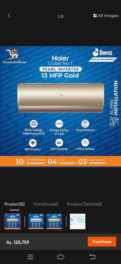 Haier DC inverter 1.2 skin color working conditions for sale