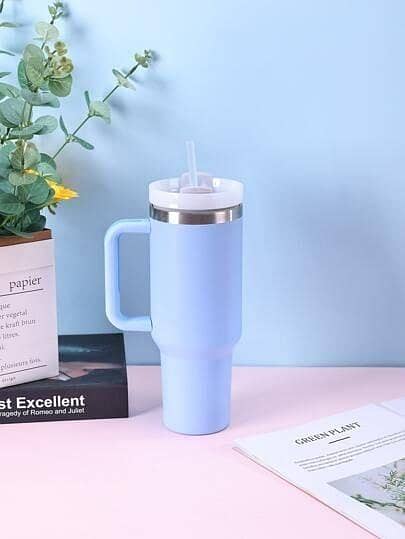 40oz Stainless Steel Tumbler Glass with Straw & Handle – Insulated Travel Mug with Lid, Large Capacity Vacuum Flask, Leakproof Cup for Girls, Hot & Cold Water Bottle, Reusable Drinking Tumbler with Straw Cap. .