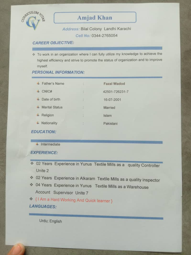 Export ware house supervisor 0