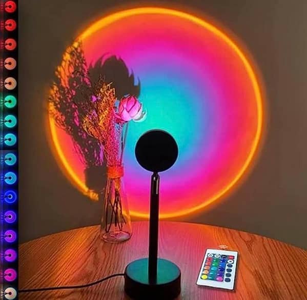 Sixonic 16-Color RGB Sunset Projection Lamp with Remote Control – Ideal for Photoshoots, Live Videos, Home Décor, Birthdays, and Dance Parties