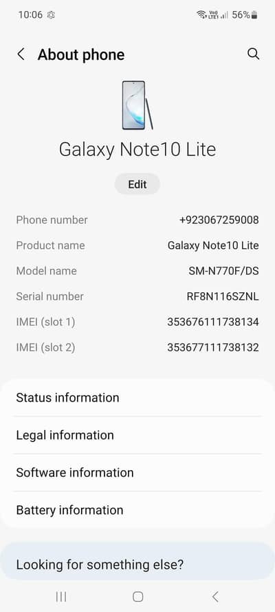 Samsung Mobile Note10 Lite