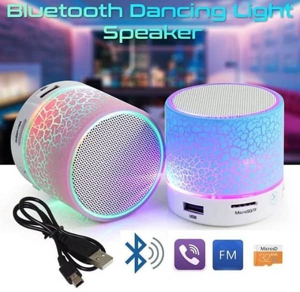 Mini Portable Bluetooth Rechargeable Speaker with Multi-Color Light, SD Card and USB Support, 520mAh Battery, Remote Control, Hands-Free Calling