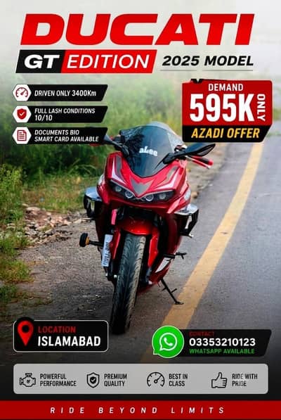 Ducati GT Edition 2025 | 3400 KM | Punjab Registered | 595K