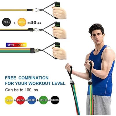 11 Piece Exercise Bands Set With Handles