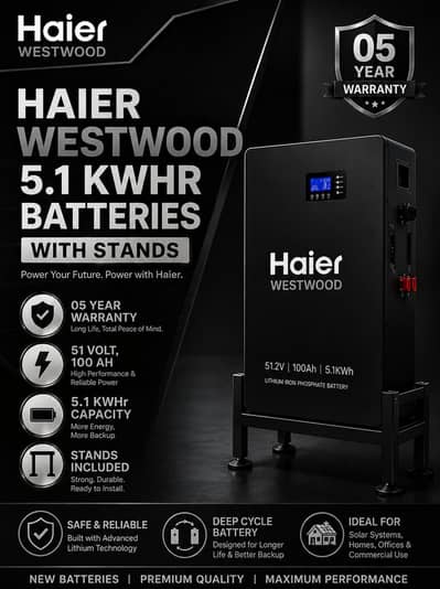 haier westwood 5.1kWh Lithium Battery/51.2V 100Ah/Stand Included/5-Yea