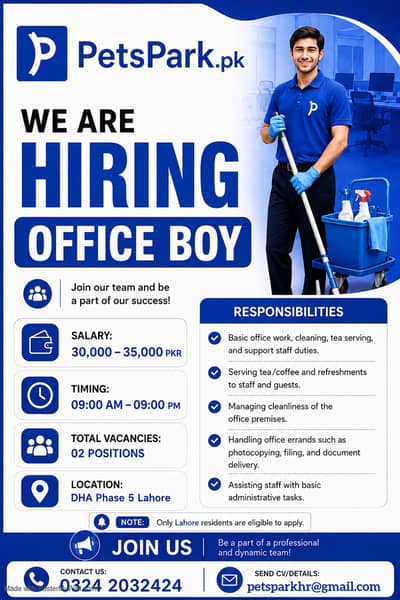 Office Boy Required - Urgent Need - Male Hiring - Male Job - Jobs