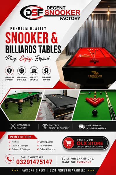 Pool Table / Snooker Table / Billaird Table / Rasson