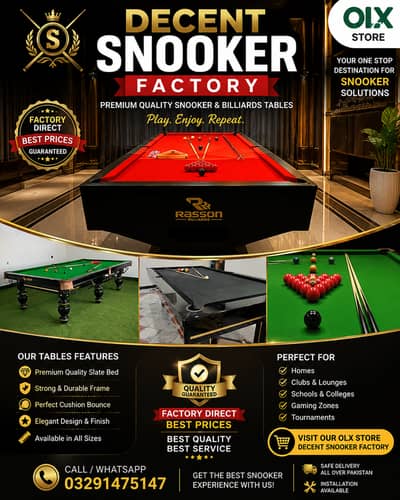 Pool Table / Snooker Table / Billaird Table / Rasson