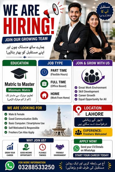 Male/Female hiring/Part Time/Full Time/Home Base