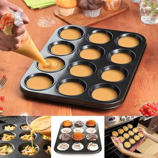 12-Cups Non-Stick Muffin Cupcake Baking Tray