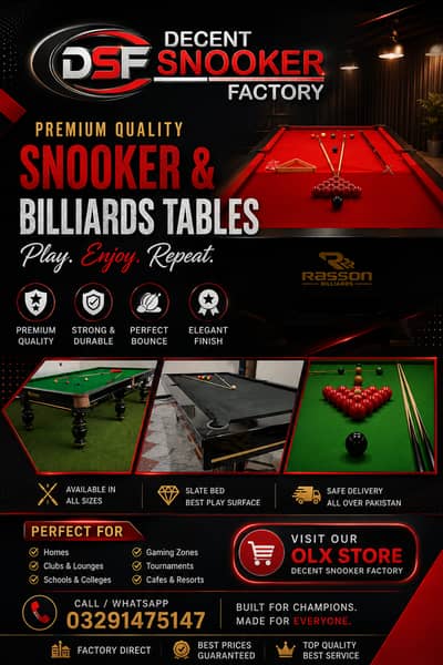 Snooker Table in Pakistan / Billiards / Pool / Snooker table /Factory