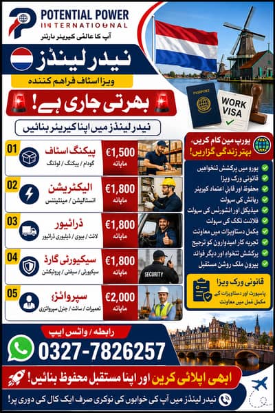 Netherlands Employment Visa – Multiple Job Openings