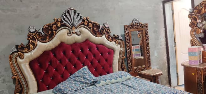 King Size Fancy Bed with 2 Side Tables good condition