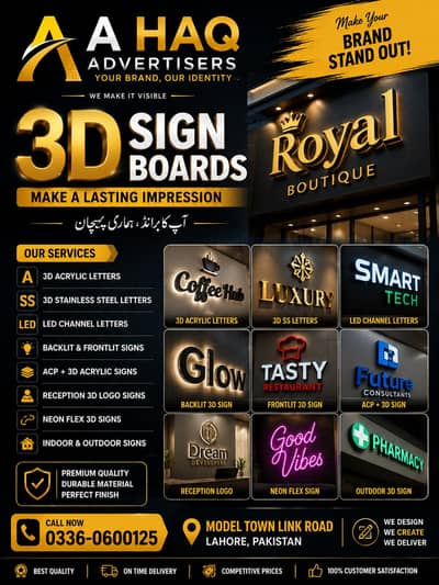 3D Sign Boards ,Stamp maker, Wedding cards, Flex Printing, LED Board