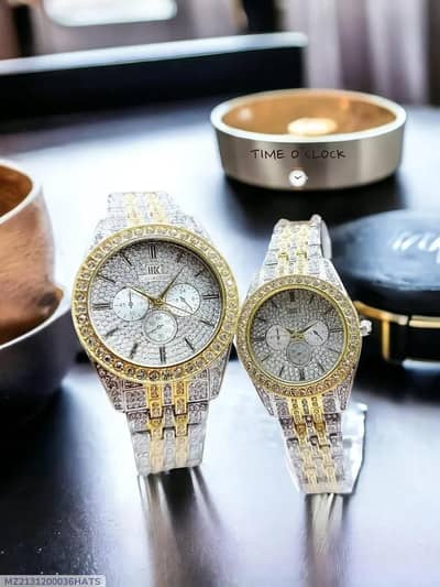 Golden Silver Unisex Couple Watches Stainless Steel Chain Strap