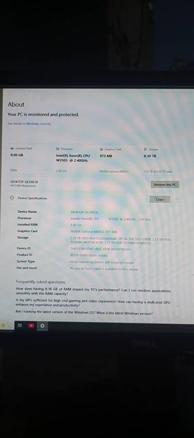 HP Z400 Workstation Xeon W3503 8GB RAM