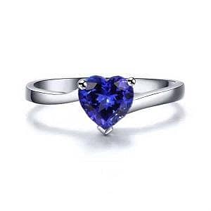 Women's Heart-Shaped Ring in 925 Silver with White Gold Plating