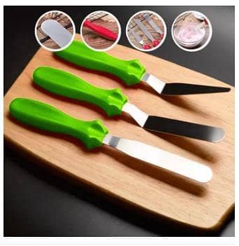 3-in-1 Multi-Function Stainless Steel Cake Icing Spatula Knife Set, 3-Pieces, Multicolor